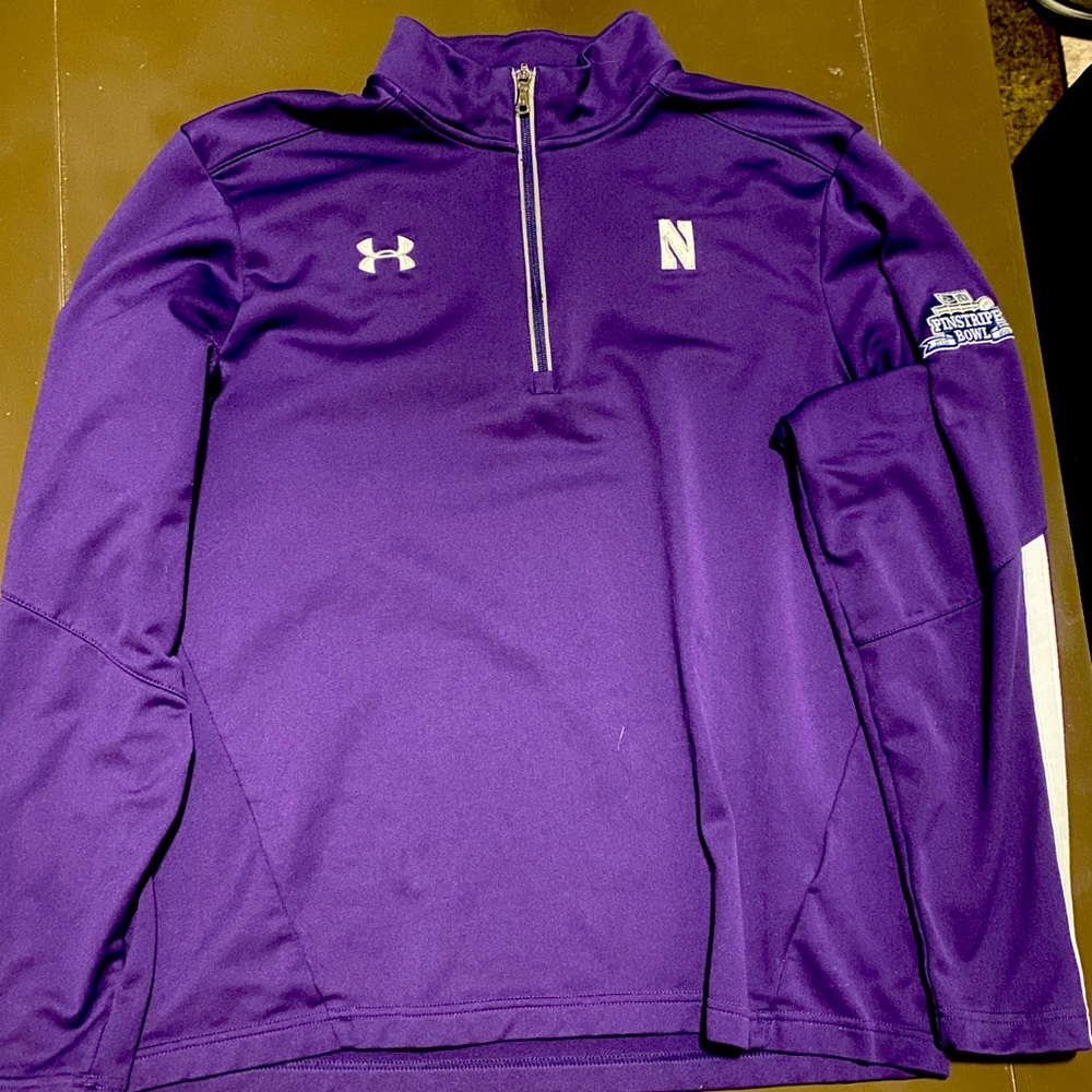 Under Armour, Northwestern football, 1/4 zip sweatshirt, men’s large, purple.